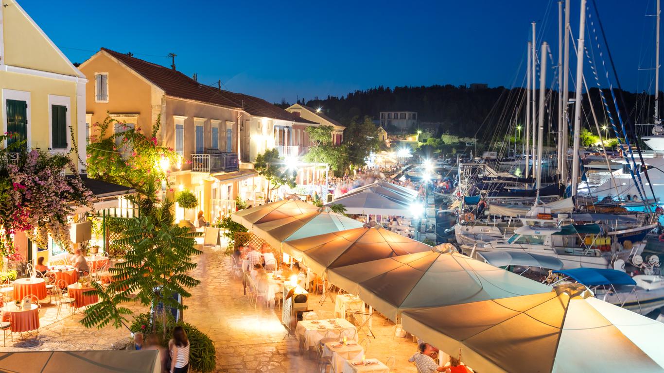 Fiskardo harbour at evening, Kefalonia